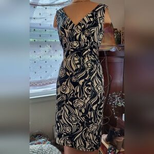 Donna Ricco Cocktail Dress Perfect Fitted Dress Abstract Roses Size 6